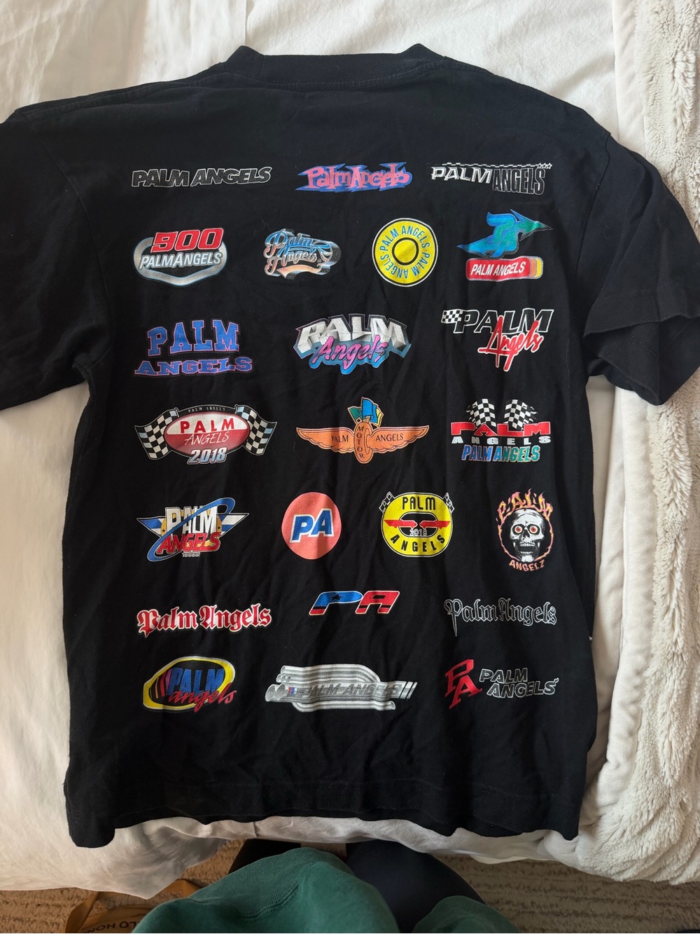 Palm Angels Black Short-Sleeve Patch Logo Graphic Tee